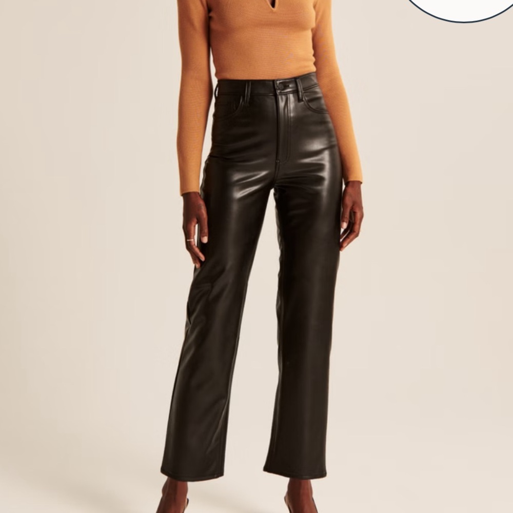 Abercrombie vegan leather ankle straight ultra high rise pant